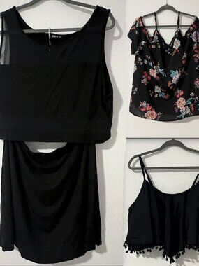 SHEIN 4XL Bundle Bikini Top Floral Off Shoulder Top 2pc Tank Skirt Set